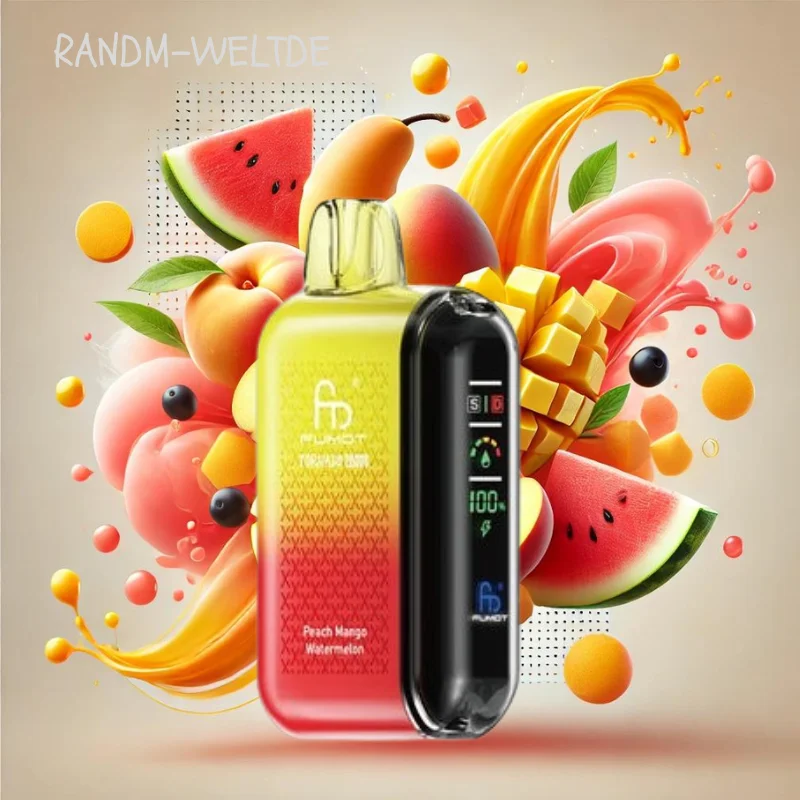 Tornado Vape 20000 peach mango watermelon RandM Fumot Tornado 20000 - Peach Mango Watermelon